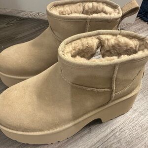 UGG Tan Ankle Boots with Cream Lining